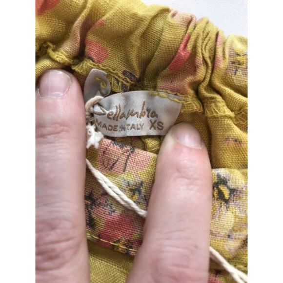 NWT Bellambra Pure 100% Linen Bow Dress Mustard Yellow Pink Floral Boho Sz XS - Picture 5 of 10